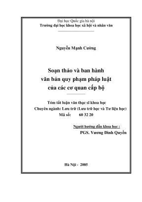 Luận văn thạc sĩ lưu trữ học soạn thảo và ban hành văn bản quy phạm pháp luật của các cơ quan cấp bộ