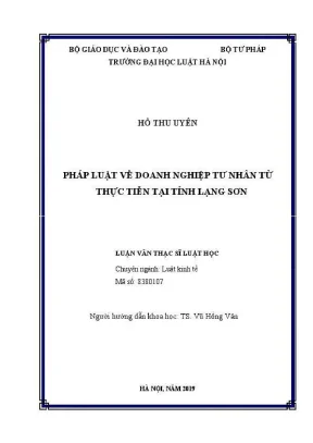 Luận văn thạc sĩ luật học pháp luật về doanh nghiệp tư nhân từ thực tiễn tại tỉnh lạng sơn