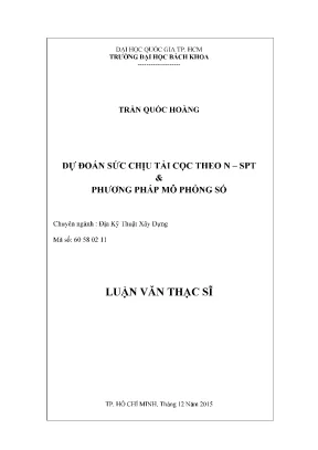Luận văn thạc sĩ địa kỹ thuật xây dựng dự đoán sức chịu tải cọc theo n spt phương pháp mô phỏng số