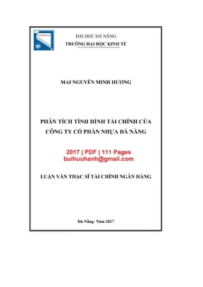 Luận văn thạc sĩ tài chính ngân hàng phân tích tình hình tài chính của công ty cổ phần nhựa đà nẵng