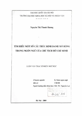 Luận văn thạc sĩ ngôn ngữ học tìm hiểu một số cấu trúc định danh mở rộng trong ngôn ngữ của chủ tịch hồ chí minh