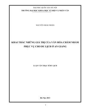 Luận văn thạc sĩ du lịch khai thác những giá trị của văn hóa chăm nhằm phục vụ cho du lịch ở an giang