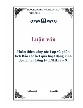 Luận văn kế toán mẫu hoàn thiện công tác lập và phân tích báo cáo kết quả hoạt động kinh doanh tại công ty tnhh 2 9