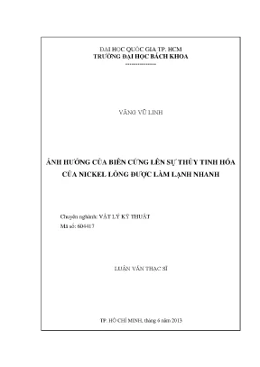 Luận văn thạc sĩ vật lý kỹ thuật ảnh hưởng của biên cứng lên sự thủy tinh hóa của nickel lỏng được làm lạnh nhanh