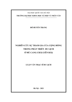 Luận văn thạc sĩ du lịch nghiên cứu sự tham gia của cộng đồng trong phát triển du lịch ở mù cang chải yên bái