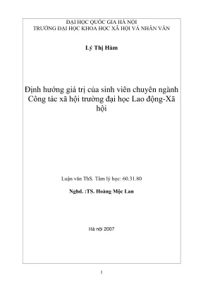 Luận văn thạc sĩ tâm lý học định hướng giá trị nhân cách của sinh viên chuyên ngành công tác xã hội trường đại học lao động xã hội