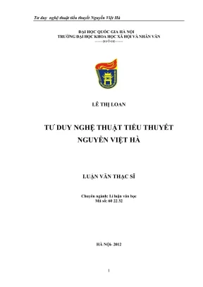 Luận văn thạc sĩ văn học tư duy nghệ thuật tiểu thuyết nguyễn việt hà