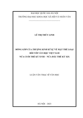 Luận văn thạc sĩ văn học đóng góp của thượng kinh ký sự về mặt thể loại đối với văn học việt nam nửa cuối thế kỷ xviii nửa đầu thế kỷ xix