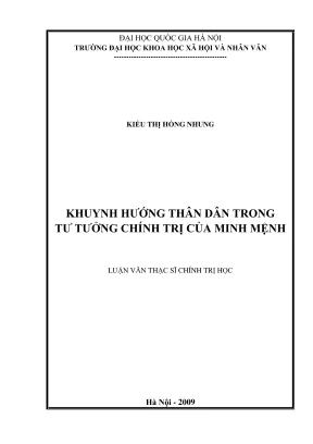 Luận văn thạc sĩ chính trị học khuynh hướng thân dân trong tư tưởng chính trị của minh mệnh