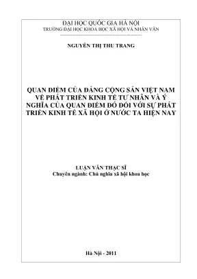 Luận văn thạc sĩ chủ nghĩa xã hội khoa học quan điểm của đảng cộng sản việt nam về phát triển kinh tế tư nhân và ý nghĩa của quan điểm đó đối với sự phát triển kinh tế xã hội ở nước ta hiện nay