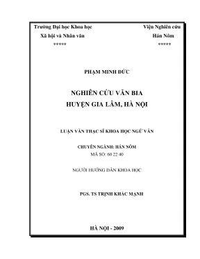 Luận văn thạc sĩ hán nôm nghiên cứu văn bia huyện gia lâm hà nội