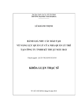 Luận văn thạc sĩ quản trị kinh doanh đánh giá nhu cầu đào tạo về năng lực quản lý của nhà quản lý trẻ tại công ty tnhh kỹ thuật máy bay