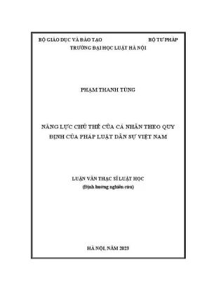 Luận văn thạc sĩ luật học năng lực chủ thể của cá nhân theo quy định của pháp luật dân sự việt nam