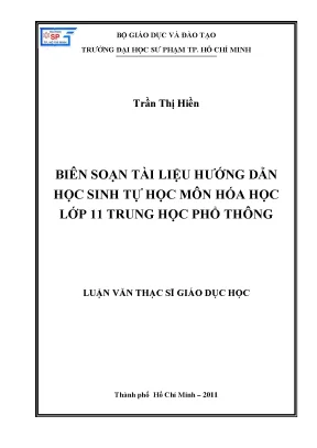 Luận văn thạc sĩ giáo dục học biên soạn tài liệu hướng dẫn học sinh tự học môn hóa học lớp 11 trung học phổ thông