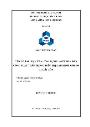 Luận văn thạc sĩ vật lý kỹ thuật ứng dụng laser bán dẫn công suất thấp trong điều trị đau khớp gối do thoái hóa