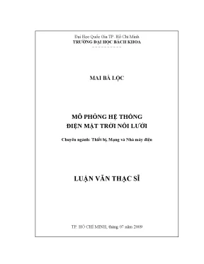 Luận văn thạc sĩ thiết bị mạng và nhà máy điện mô phỏng hệ thống điện mặt trời nối lưới
