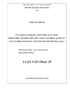 Luận văn thạc sĩ vật lý kỹ thuật ứng dụng laser bán dẫn công suất thấp trong điều trị phục hồi chức năng vận động trí lực sau tai biến mạch máu não ở người tiểu đường loại 2