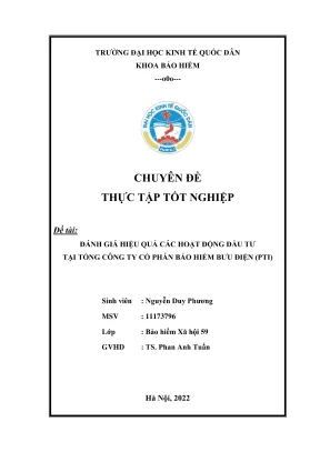 Chuyên đề thực tập tốt nghiệp đánh giá hiệu quả các hoạt động đầu tư tại tổng công ty cổ phần bảo hiểm bưu điện pti