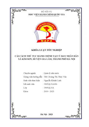 Khóa luận tốt nghiệp quản lý nhà nước cải cách thủ tục hành chính tại ủy ban nhân dân xã kim sơn huyện gia lâm thành phố hà nội