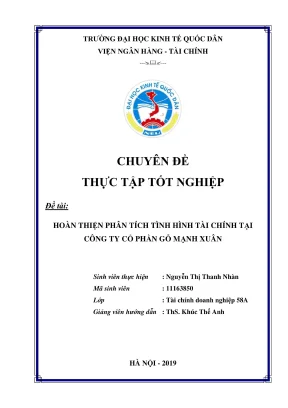 Chuyên đề thực tập tốt nghiệp hoàn thiện phân tích tình hình tài chính tại công ty cổ phần gỗ mạnh xuân