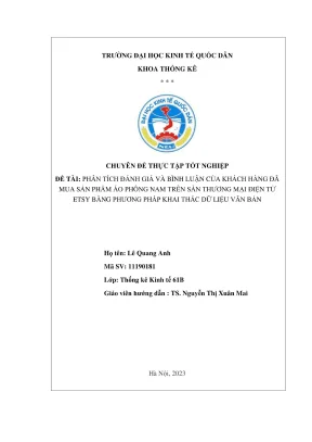 Chuyên đề thực tập tốt nghiệp phân tích đánh giá và bình luận của khách hàng đã mua sản phẩm áo phông nam trên sàn thương mại điện tử etsy bằng phương pháp khai thác dữ liệu văn bản