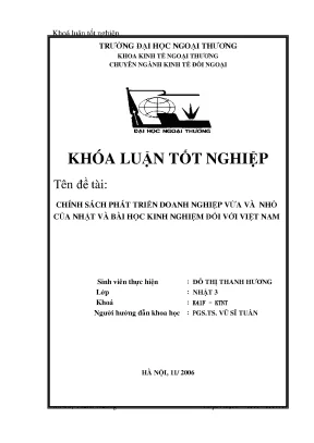 Khóa luận tốt nghiệp chính sách phát triển doanh nghiệp vừa và nhỏ của nhật và bài học kinh nghiệm đối với việt nam