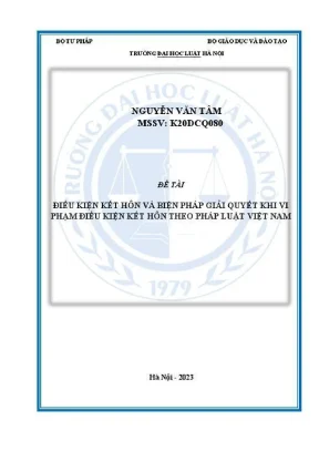Khoá luận tốt nghiệp điều kiện kết hôn và biện pháp giải quyết khi vi phạm điều kiện kết hôn theo pháp luật việt nam