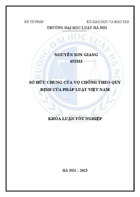 Khoá luận tốt nghiệp sở hữu chung của vợ chồng theo quy định của pháp luật việt nam