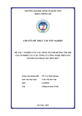 Chuyên đề thực tập tốt nghiệp các nhân tố ảnh hưởng tới thị giá cổ phiếu của các công ty công nghệ trên sàn upcom
