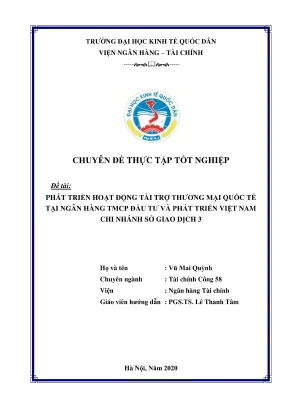 Chuyên đề thực tập tốt nghiệp phát triển hoạt động tài trợ thương mại quốc tế tại ngân hàng tmcp đầu tư và phát triển việt nam bidv chi nhánh sở giao dịch 3