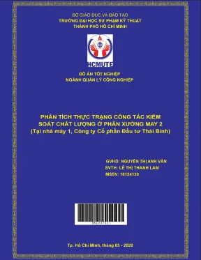 Phân tích thực trạng công tác kiểm soát chất lượng ở phân xưởng may 2 tại nhà máy 1 công ty cổ phần đầu tư thái bình đồ án tốt nghiệp ngành quản lý công nghiệp
