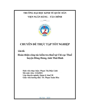 Chuyên đề thực tập tốt nghiệp hoàn thiện công tác kiểm tra thuế tại chi cục thuế huyện đông hưng tỉnh thái bình