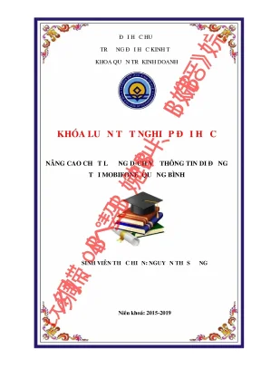 Khóa luận tốt nghiệp quản trị kinh doanh nâng cao chất lượng dịch vụ thông tin di động tại mobifone quảng bình
