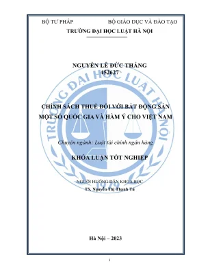 Khóa luận tốt nghiệp chính sách thuế đối với bất động sản một số quốc gia và hàm ý cho việt nam