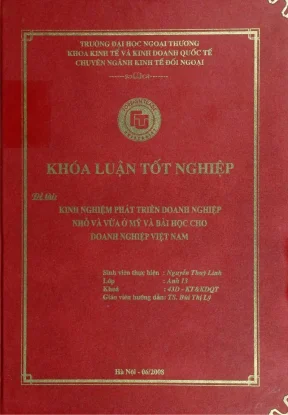 Khóa luận tốt nghiệp kinh nghiệm phát triển doanh nghiệp nhỏ và vừa ở mỹ và bài học cho doanh nghiệp việt nam