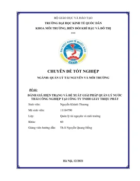 Chuyên đề tốt nghiệp đánh giá hiện trạng và đề xuất giải pháp quản lý nước tải công nghiệp tại công ty tnhh giấy triệu phát