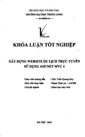 Khóa luận tốt nghiệp xây dựng website du lịch trực tuyến sử dụng asp net mvc 4