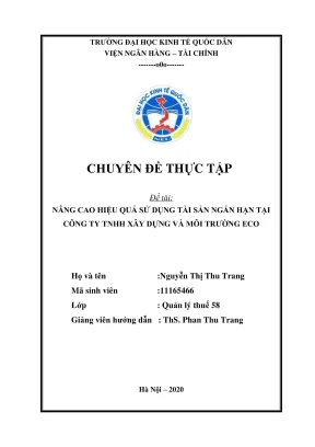 Chuyên đề tốt nghiệp nâng cao hiệu quả quản lý tsnh của công ty tnhh xây dựng và môi trường eco