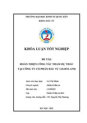 Khóa luận tốt nghiệp hoàn thiện công tác tham dự thầu tại công ty cổ phần đầu tư lightland