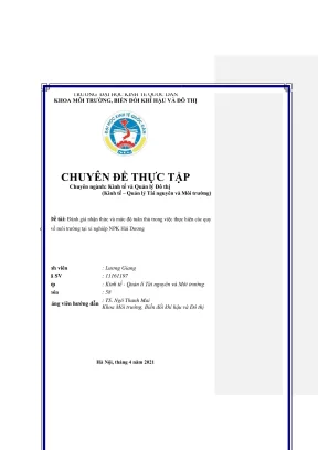 Chuyên đề thực tập tốt nghiệp đánh giá nhận thức và mức độ tuân thủ trong việc thực hiện các quy định về môi trường tại xí nghiệp npk hải dương