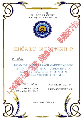 Khóa luận tốt nghiệp quản trị kinh doanh hoàn thiện chính sách marketingmix đối với sản phẩm rượu shochu của công ty trách nhiệm hữu hạn một thành viên thực phẩm huế