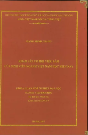 Khóa luận tốt nghiệp khảo sát cơ hội việc làm của sinh viên ngành việt nam học hiện nay
