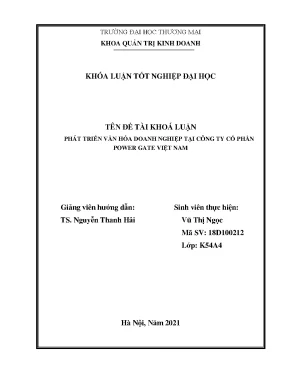 Khóa luận tốt nghiệp quản trị kinh doanh phát triển văn hóa doanh nghiệp của công ty cổ phần power gate việt nam