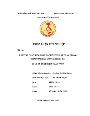 Khóa luận tốt nghiệp kế toán kiểm toán phương pháp kiểm toán các ước tính kế toán trong quy trình kiểm toán bctc tại công ty tnhh kiểm toán vaco