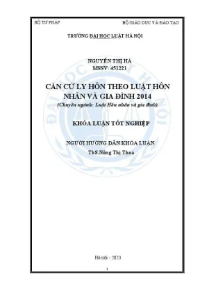 Khoá luận tốt nghiệp căn cứ ly hôn theo luật hôn nhân và gia đình năm 2014