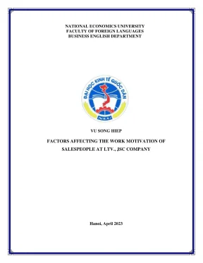 Chuyên đề tốt nghiệp factors affecting work motivation of salespeople at ltv jsc company