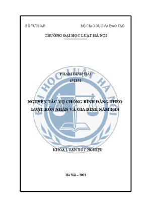 Khoá luận tốt nghiệp nguyên tắc vợ chồng bình đẳng theo luật hôn nhân và gia đình năm 2014