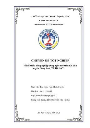 Chuyên đề tốt nghiệp phát triển nông nghiệp công nghệ cao trên địa bàn huyện đông anh tp hà nội
