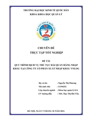 Chuyên đề thực tập tốt nghiệp quy trình dịch vụ thủ tục hải quan hàng nhập khẩu tại công ty cổ phần xuất nhập khẩu vnlog