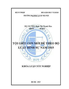 Khoá luận tốt nghiệp tội giết con mới đẻ theo bộ luật hình sự năm 2015